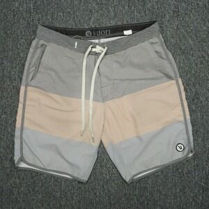 Vuori Board Shorts Mens 30 Gray Blue Cruise‎ Striped Swim Trunks Stretch